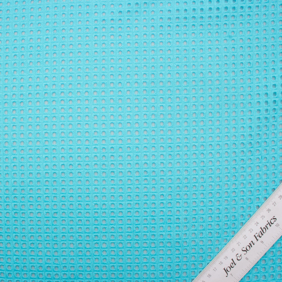 Turquoise Square Geometric Cotton Embroidery