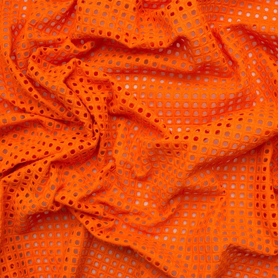 Orange Square Geometric Cotton Embroidery