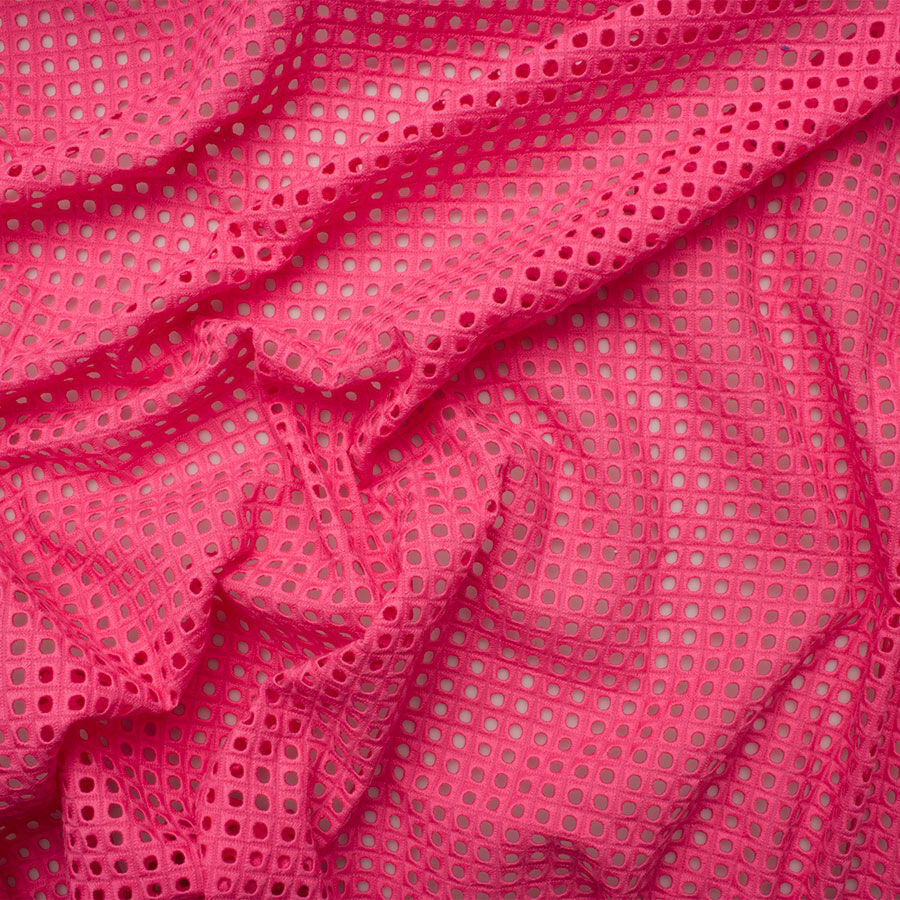 Fuchsia Square Geometric Cotton Embroidery