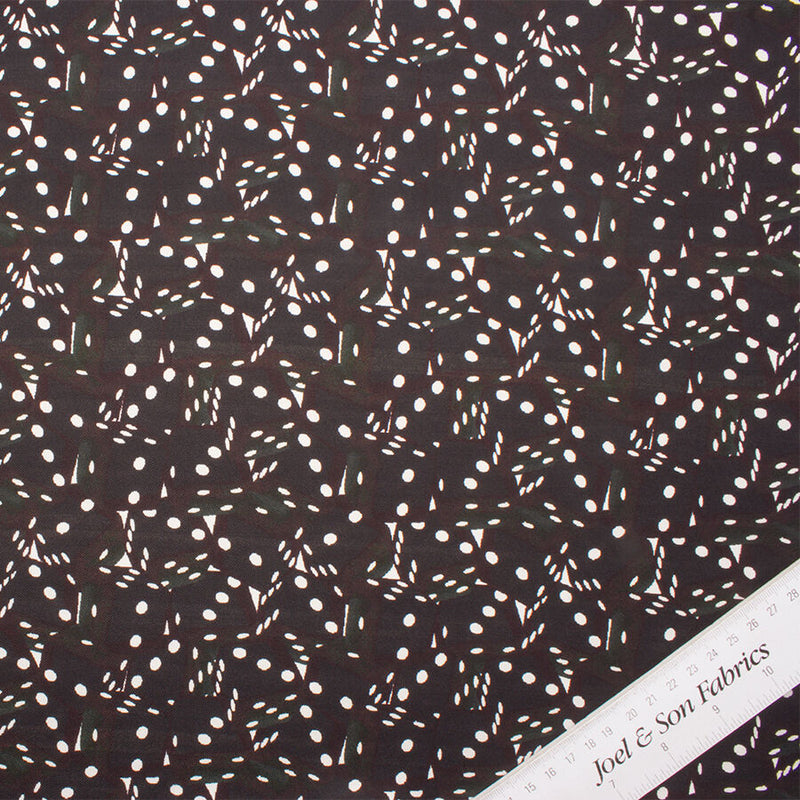 Black 'Dice' Printed Silk Twill Luminous Fabric