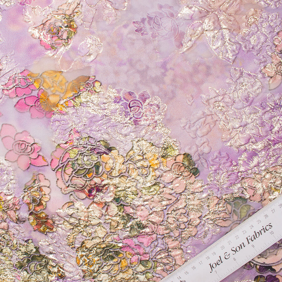 Purple/Pink Metallic Floral Silk Cloqué
