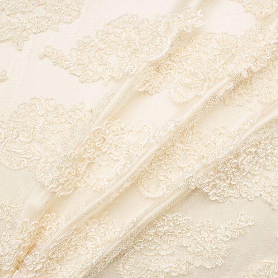 Soft Cream Floral Corded Lace