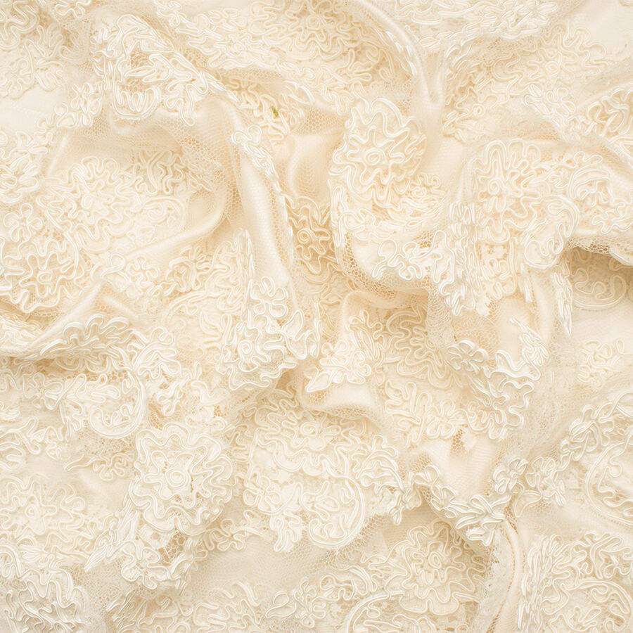 Soft Cream Floral Corded Lace