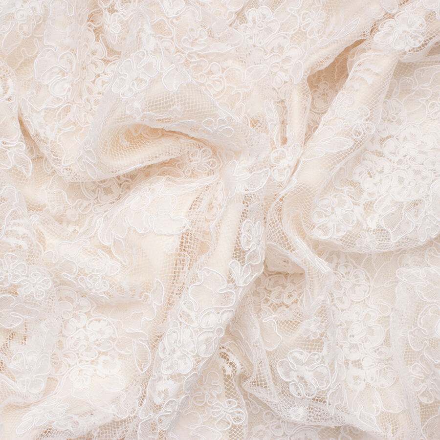 Pure White Floral Corded Lace