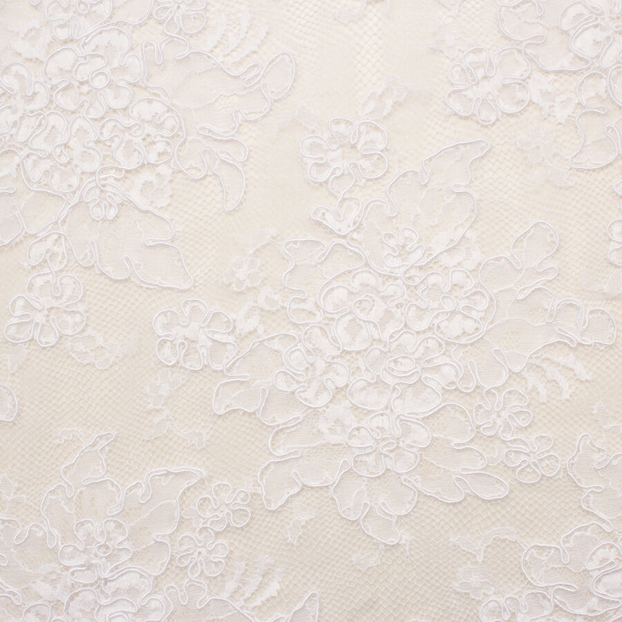 Pure White Floral Corded Lace