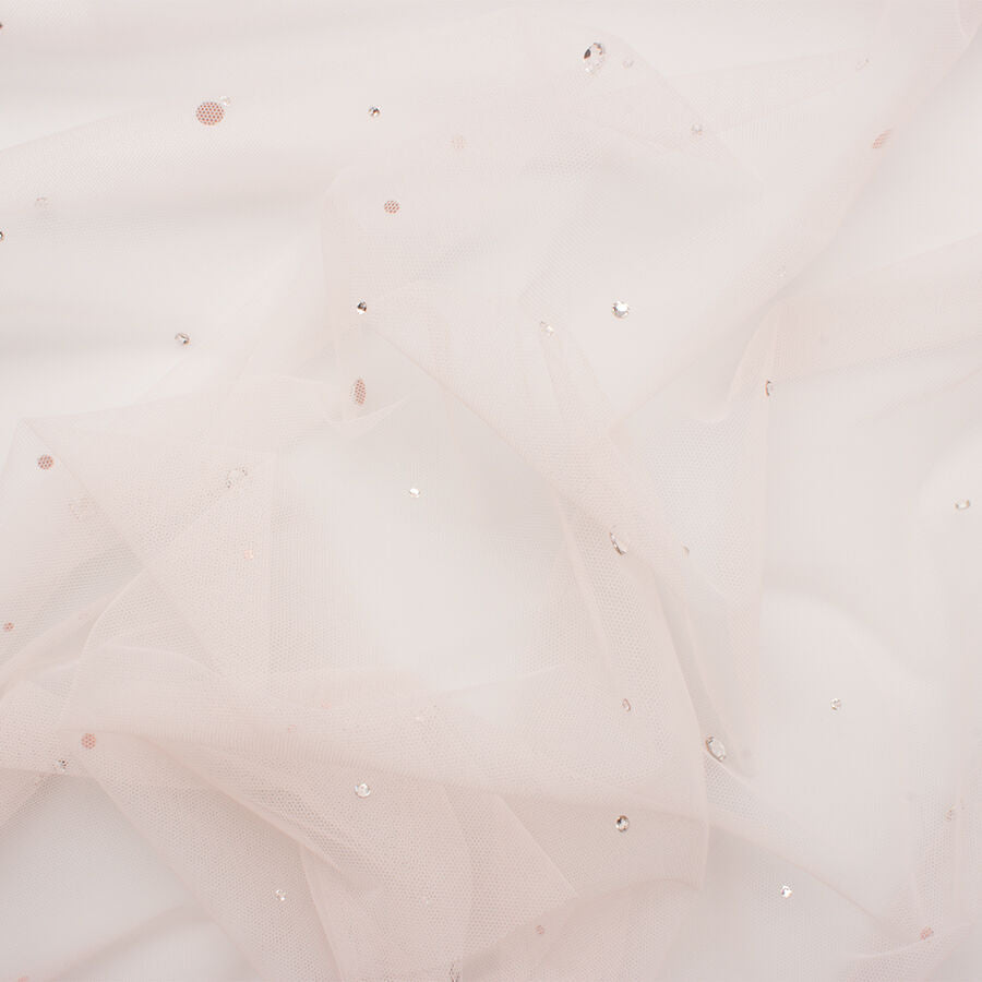 Pale Pink Swarovski Stoned Tulle (A 2.50m Piece)
