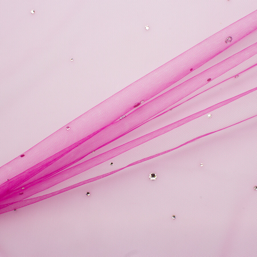 Magenta Swarovski Stone Tulle