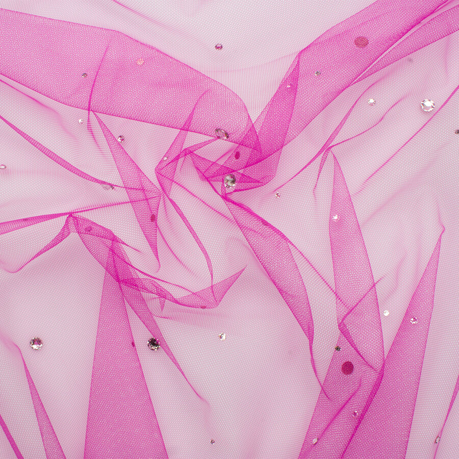 Magenta Swarovski Stone Tulle