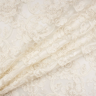 Ivory Embroidered Corded Tulle