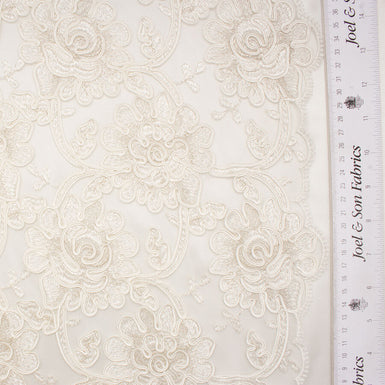 Ivory Embroidered Corded Tulle