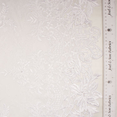 Brilliant White Floral Embroidered Corded Lace