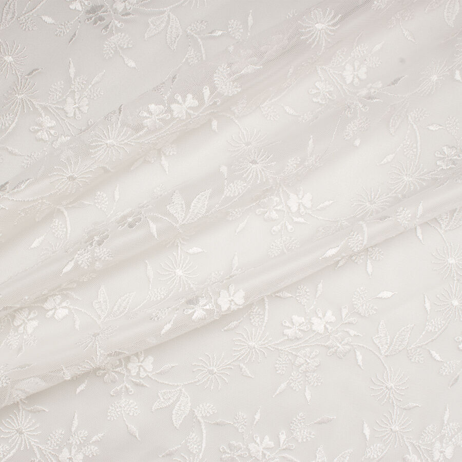 Soft Ivory Floral Embroidered Tulle