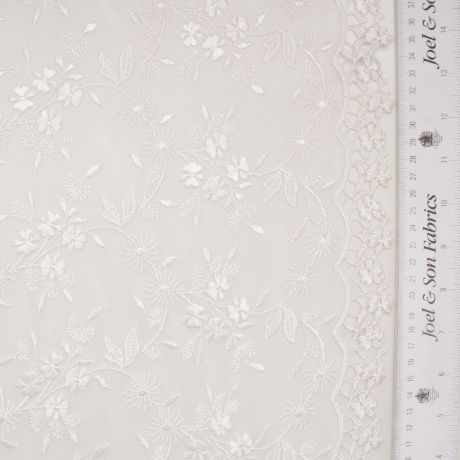 Soft Ivory Floral Embroidered Tulle