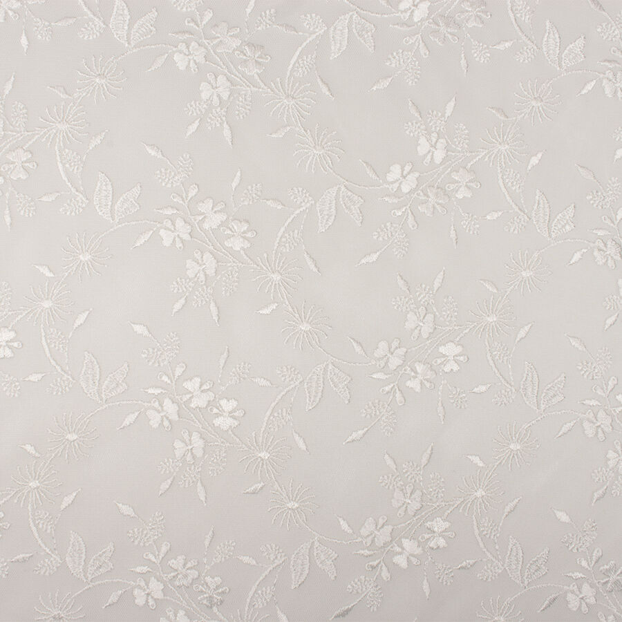 Soft Ivory Floral Embroidered Tulle