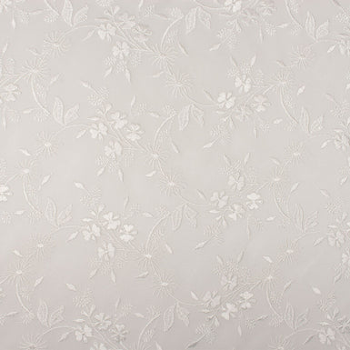 Soft Ivory Floral Embroidered Tulle