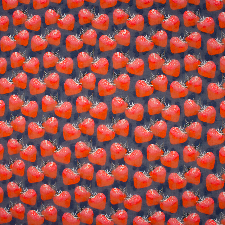 Blue 'Strawberry' Printed Cotton Fil Coupé