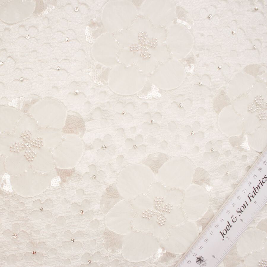 Ivory Floral Hand Beaded Lace