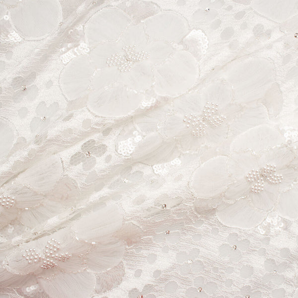 Ivory Floral Hand Beaded Lace