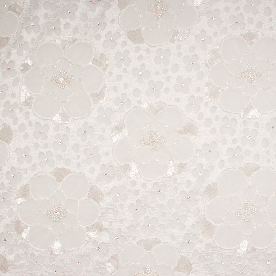 Ivory Floral Hand Beaded Lace