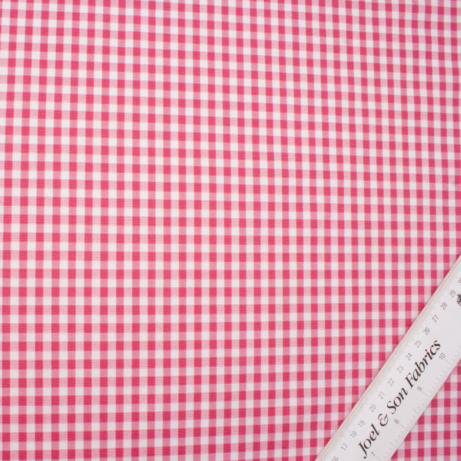 Red & White Check Superfine Cotton Shirting