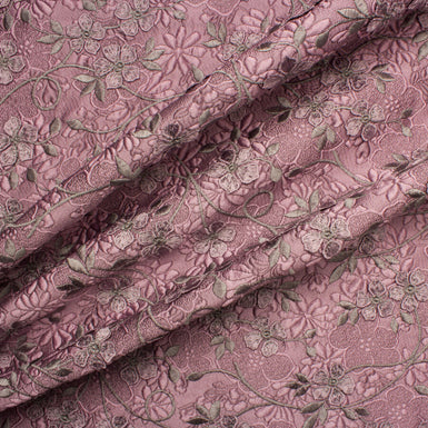 Dusty Pink Embroidered Floral Cloqué