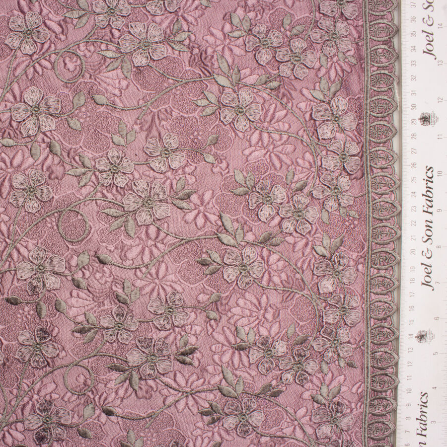Dusty Pink Embroidered Floral Cloqué
