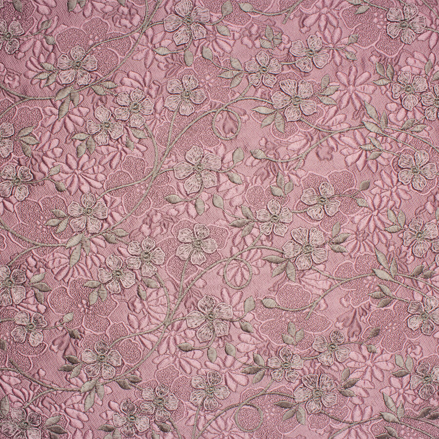 Dusty Pink Embroidered Floral Cloqué