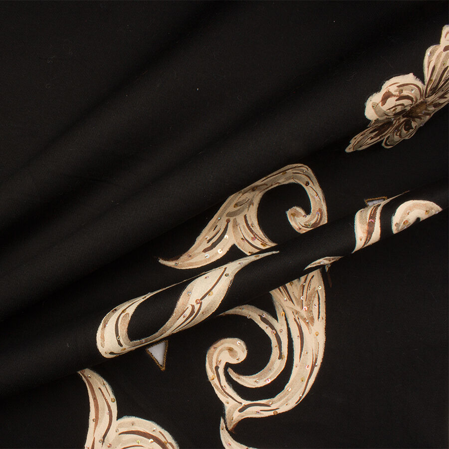 Black Hand Beaded & Painted Denim