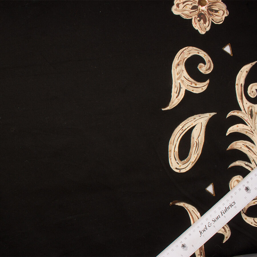 Black Hand Beaded & Painted Denim