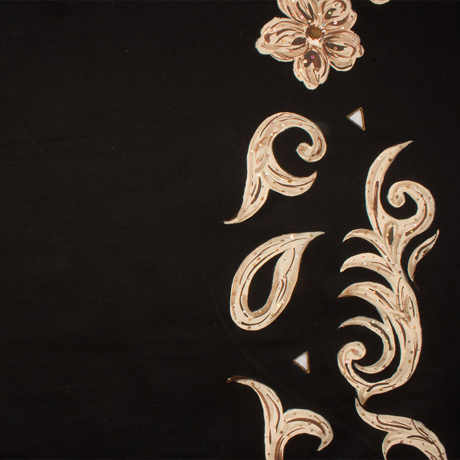 Black Hand Beaded & Painted Denim