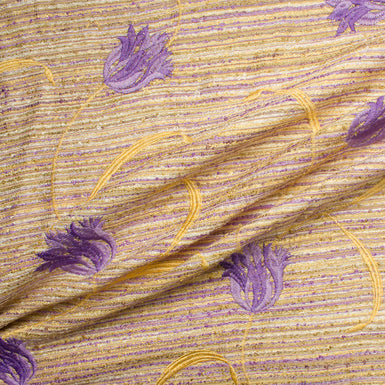 Yellow/Purple Floral Embroidered Silk Matka