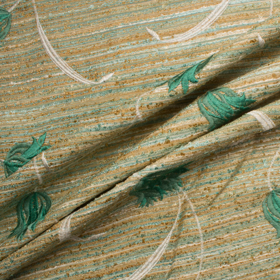 Beige/Green Embroidered Silk Matka