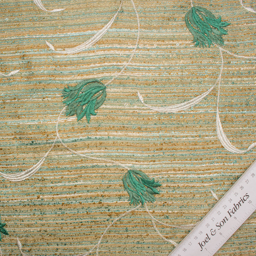 Beige/Green Embroidered Silk Matka