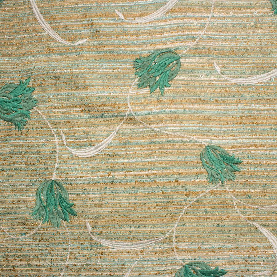 Beige/Green Embroidered Silk Matka