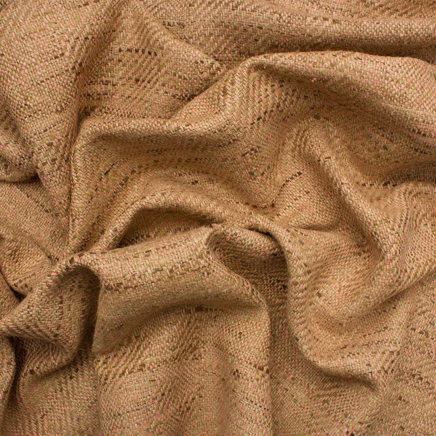 Beige & Pink Tweed Matka Silk