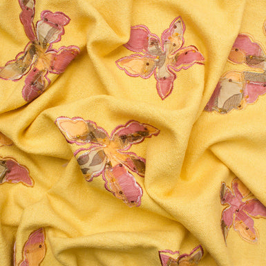 Yellow Floral Embroidered Silk Matka