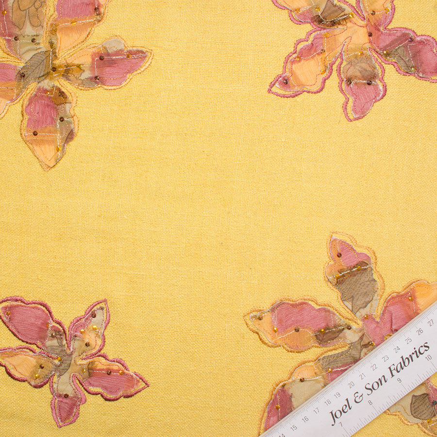 Yellow Floral Embroidered Silk Matka