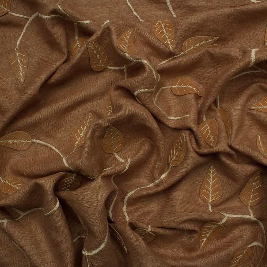 Brown Embroidered Silk Matka