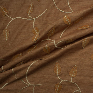 Brown Embroidered Silk Matka