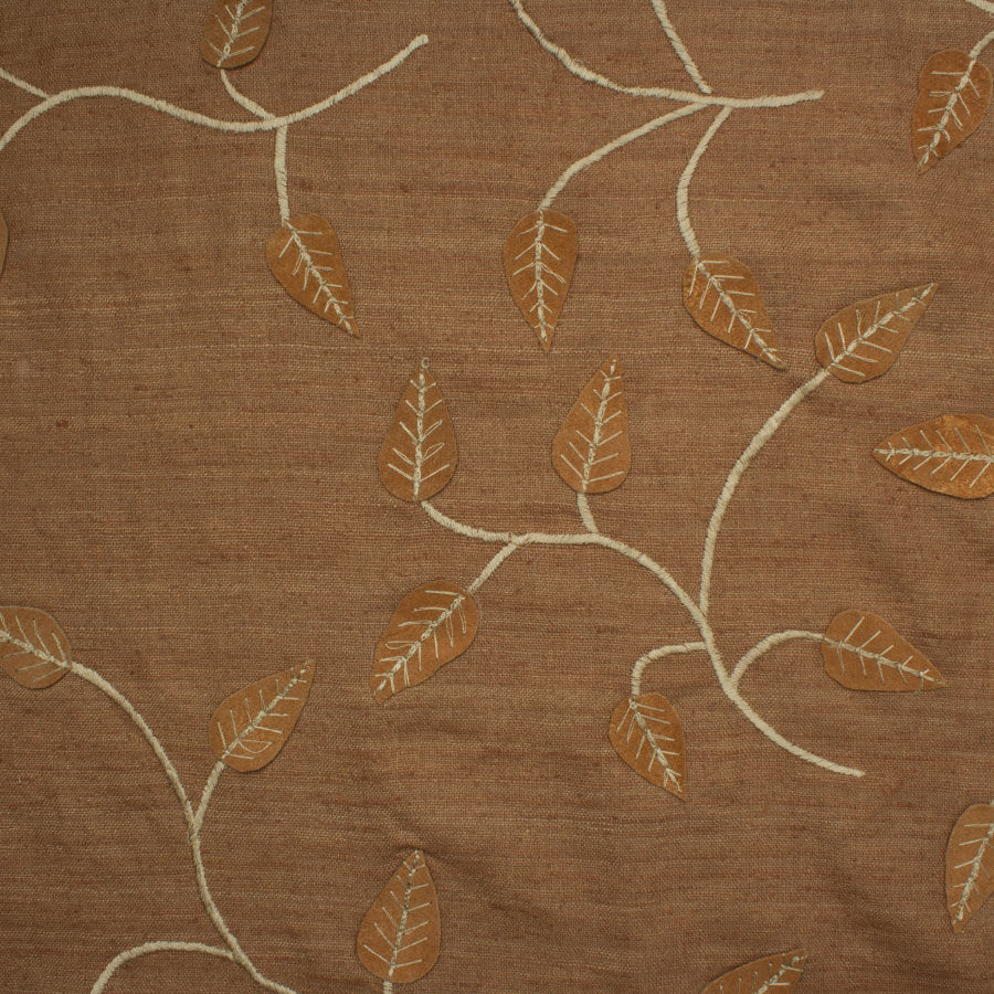 Brown Embroidered Silk Matka