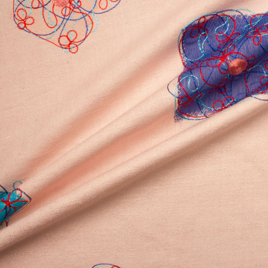 Soft Pink Floral Embroidered Silk