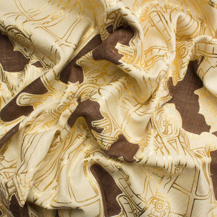 Beige Printed Silk Matka