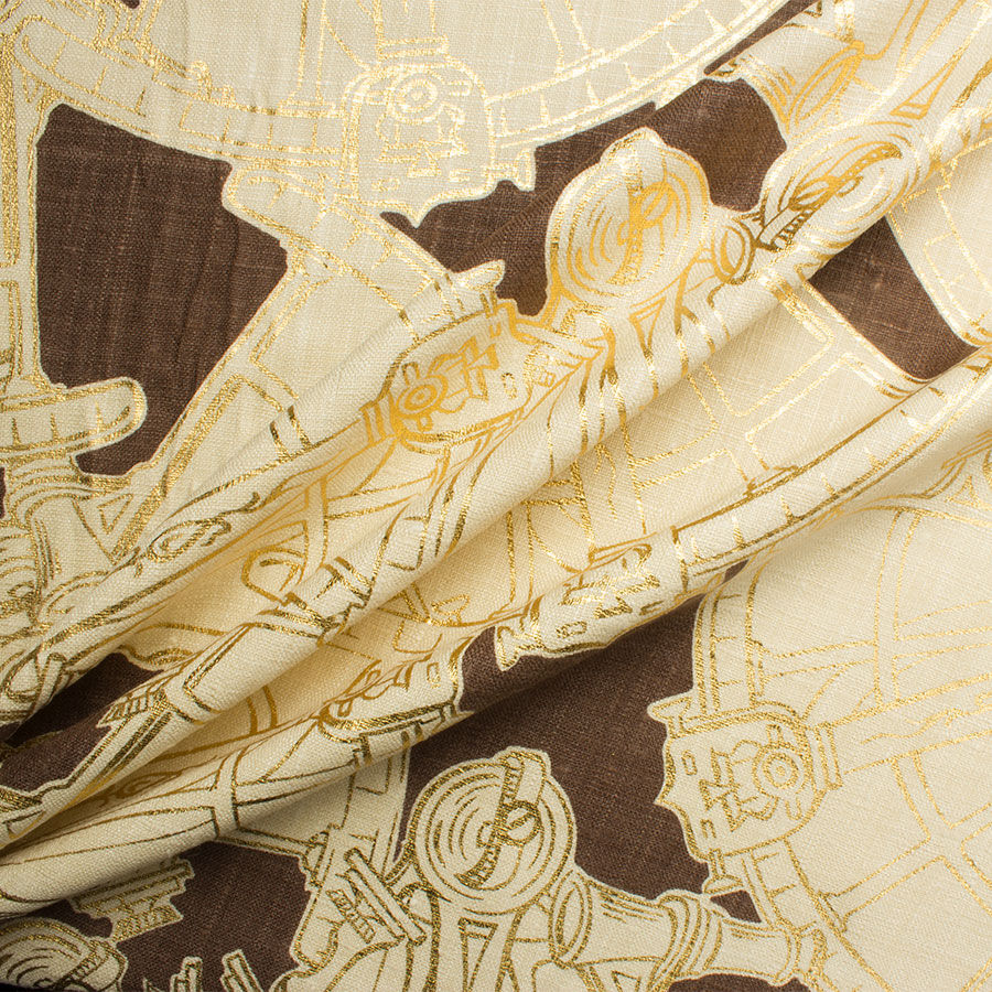 Beige Printed Silk Matka