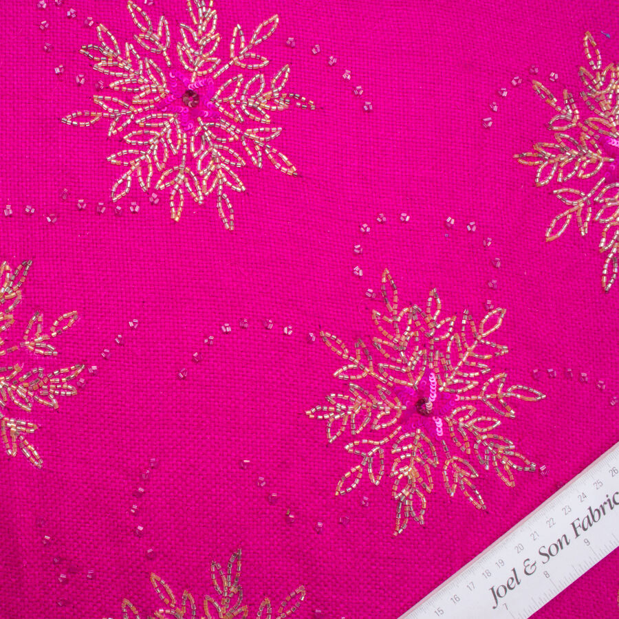 Fuchsia Pink/Gold Floral Embroidered Silk Matka