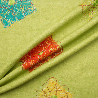 Green Embroidered Silk Matka