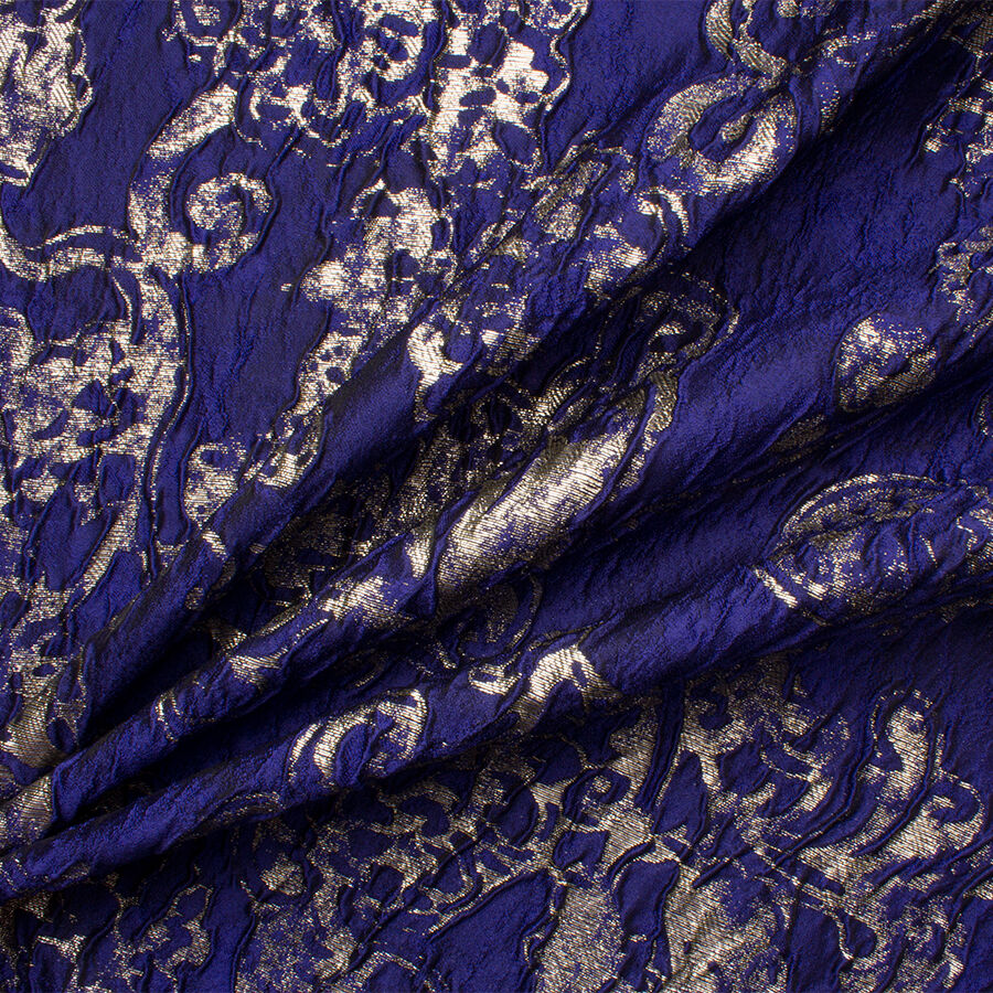 Royal Blue/Gold Metallic Cloqué