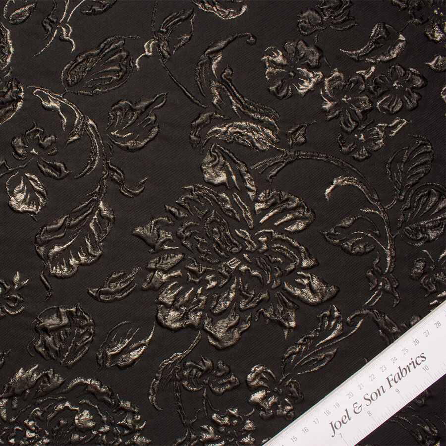 Black Floral Metallic Cloqué