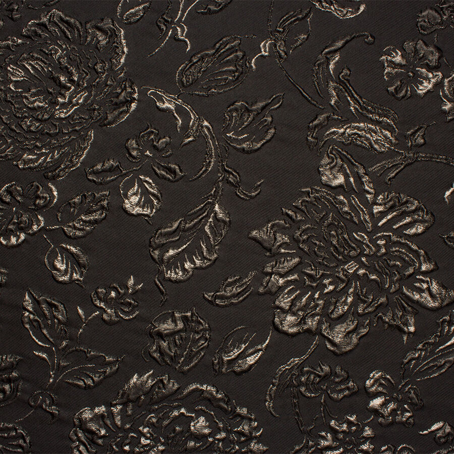 Black Floral Metallic Cloqué