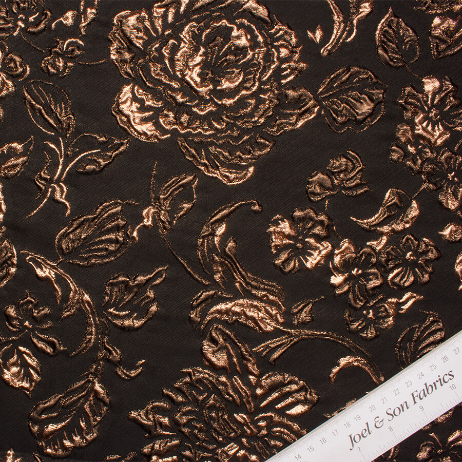 Black/Bronze Floral Metallic Cloqué