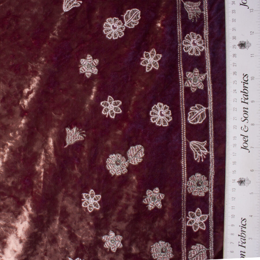 Taupe/Royal Blue Two-Tone Embroidered Velvet